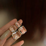 Hivava  -  New Fashion Double Square Transparent Earrings for Women Girls Luxury Sexy Glass Crystal Earrings Party Jewelry Gifts