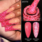 Hivava  -  7ml Red Pink Fluorescent Reflective Gel Nail Polish Glitter Sparkly Neon Semi Permanent UV LED Gel Nail Art Varnish