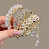 Hivava  Korean Rhinestone Tassel Pearl Hair Claws Bun Hair Clip Crab Women Barrettes Ponytail Holder Hairpins Fashion Hair Accessories