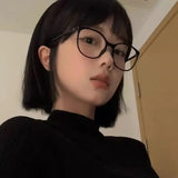 Hivava  Korea Retro Big Black Glasses Frame Women Lovely Ins No Makeup Plain Glasses Men Eyewear Cute Decorative Computer Glasses