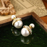 Hivava  New Fashionable Copper Plated French Vintage Double sided Size Simulated Pearl Earrings Fashion Jewelry