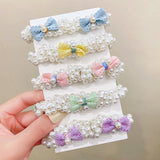 Hivava  Child Pearls Bow Elastic Hairbands Flowers Scrunchies Hair Bands Rubber Hair Tie  Fashion Ponytail Girls Hair Accessories