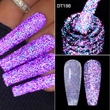 Hivava  -  7ml Purple Fluorescent Reflective Gel Nail Polish Neon Glitter Sparkly Semi Permanent UV LED Gel Nail Art Varnish