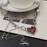 Hivava  Gothic Thorn Heart Necklace For Women Titanium Steel Choker Collar Chain Luxury Punk Jewelry Hip Hop Female Accessories