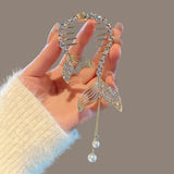 Hivava  - jewelry New Fashion Crystal fishtail hairpin Elegant Ponytail pearl tassel grab clip frog buckle style hairpin pan hair artifact