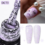 Hivava  -  7ml Snowflake Gel Nail Polish Neon Fluorescent Gel Semi Permanent Pink White Snow Sequins Nails Art Design Varnish UV LED