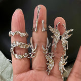 Hivava Punk Irregular Butterfly Rings For Women Liquid Metal Butterfly Earring Aesthetic Egirl Gothic Insect Open Rings Jewelry