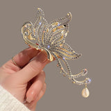 Hivava  -  Fashion Butterfly Hair Claw Rhinestone Pearls Hair Clips For Women And Girl Ponytail Claw Clip Hair Accessories Gifts