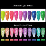 Hivava  -  7ml Purple Fluorescent Reflective Gel Nail Polish Neon Glitter Sparkly Semi Permanent UV LED Gel Nail Art Varnish