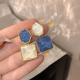 Hivava  -  Vintage Resin Geometric Square Drop Earrings for Women Charms Blue Earring White Pendant Jewelry Accessories Party Gifts