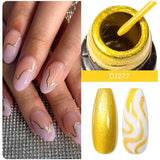 Hivava  -  Metallic Gold Sliver Pink 5ml Liner Gel Nail Art Polish Painting Mirror Gel Graffiti Stripe Design Varnish DIY