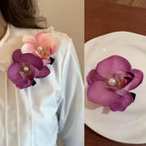 Hivava  Phalaenopsis Simulated Flower Hair Clips Side Bangs Women Barrette Hairpin Hair Accessories Ladies Wedding Party Styling Tools