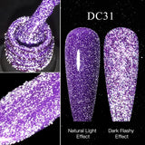 Hivava  -  Reflective Glitter Gel Pink Sparkling Sequins Gel Nail Polish Soak Off UV Nail Gel Semi-permanent Nail Art Decoration