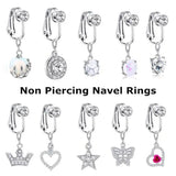 Hivava  Faux Fake Belly Butterfly Fake Belly Piercing Heart Clip On Umbilical Navel Fake Pircing Moon Star Leaves Cartilage Earring Clip