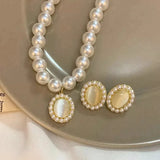 Hivava Vintage Fashion Sweet Pendant Necklace For Women Trend Wedding Party Jewelry Elegant White Imitation Pearl Clavicle Chain Choker