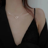 Hivava Ins Net Red Love Necklace Female Simple Korean Version Heart-shaped Necklace Collarbone Chain Girlfriends Necklace Gift Collares