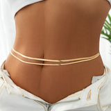 Hivava   Sexy Flat Snake Chain Waist Belly Belt for Women Summer Beach Bikinis Simple Body Chain Festival Jewelry Accessories