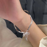 Hivava  -  New Trendy Silver Color Bowknot Bracelet for Women Cute Romantic Round Ball Adjustable Cuff Bracelet Jewelry Birthday Gift