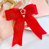 Hivava  -  Red Golden Velvet Bow Hair Ornament Baby Hair Circles Pins Christmas New Year Korean Accessories Hair Clips for Women Girls 1pcs