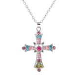 Hivava  -  Gothic Pink Cross Necklace Y2K Purple Zircon Punk Pendant Necklace Grunge Heart Cross Necklace for Women Jewelry Accessories