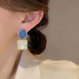 Hivava  -  Vintage Resin Geometric Square Drop Earrings for Women Charms Blue Earring White Pendant Jewelry Accessories Party Gifts