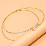 Hivava Fashion Rhinestone Heart Collar Choker Necklace for Women Simple Open Collar Necklace Torques Jewelry Accessories