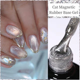 Hivava  -  7ml Silver Glitter Cat Magnetic Rubber Base Gel Semi Permanent Soak Off UV LED UV Nail Art Varnish Construction Gel