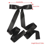 Hivava Haimeikang Long Ribbon Bow Hairpins Barrette For Women Black Temperament Ponytail Hair Clips Fashion Headwear Accessories