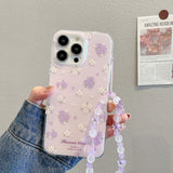 Hivava  -  Purple flower Phone Case For Iphone 15Pro 13Pro 15ProMax 13 11 14 15 Pro Max 14Pro 12 floral sweety bracelet shockproof cover