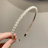 Hivava  -  Korean White Simulation Pearl Hairbands for Women Elegant Sweet Elastic Handmade Bow Flower Hair Hoops Headband Hair Accessories