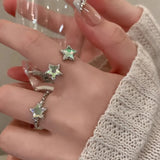 Hivava  Fashion Shiny Rhinestone Opening Couple Rings For Women Men Vintage Crystal Star Adjustable Ring Lover Y2K Jewelry