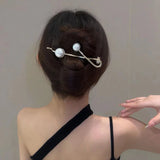 Hivava  -  New Simplicity Metal Pearl Hair Clips Hairpins Frog Buckle Ponytail Clip Elegant lady's hair clip summer accessories