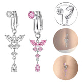 Hivava  Clip On Belly Button Ring Butterfly Shape Copper Zircon Fake Belly Piercing Umbilical Navel Body Jewelry Trendy Fashion Style