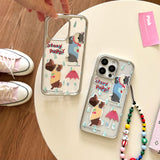 Hivava  Cartoon Puppy Raining Day Ins Colorful Chain Shell For Iphone 13ProMax 12 13 15 Pro Max 15Pro 14Pro 15ProMax 14 12Pro Phone Case