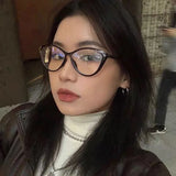 Hivava  Korean Cat Eye Glasses Frame Women Lovely Ins No Makeup Plain Glasses Men Eyewear Cute Decorative Computer Glasses