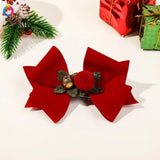 Hivava  -  Christmas Deer Hairpin Girls Women Fashion Anlter Bow Hair Clip Red Cute Elk Hairpins Side Clip Plush Snowflake Hair Accessories