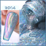 Hivava   -  Mint Green Color Cat Magnetic Gel Nail Polish Sparkle Glitter Gel Varnis Semi Permanent 10ml for Summer Manicure DIY