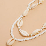 Hivava 2pcs/set Summer Natural Sea Shell Choker Necklace for Woman Bohemia Beads Chain Shell Necklace Adjustable Jewelry Accessories