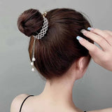 Hivava  Korean Rhinestone Tassel Pearl Hair Claws Bun Hair Clip Crab Women Barrettes Ponytail Holder Hairpins Fashion Hair Accessories