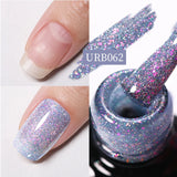 Hivava  -  7ml Sparkling Glitter Rubber Base Gel Nails Shining Glitter Semi Permanent Soak Off UV LED Varnish All for Manicure