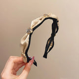 Hivava  -  New Camellia Temperament Hair Bands for Women Vintage Pleated Bowknot Headband Girls Fashion Hair Bands Hair Accessories