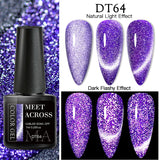 Hivava  -  7ml Purple Fluorescent Reflective Gel Nail Polish Neon Glitter Sparkly Semi Permanent UV LED Gel Nail Art Varnish