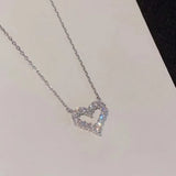 Hiava  -  Crystal Angel Wings Heart Pendant Necklaces Ladies Girl Simple Y2K Pink White Zircon Love Elegant Necklace Women Jewelry