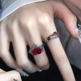 Hivava  New Fashion Creative Punk Gothic Thorns Love Heart Rings Vintage Open Rings For Women Party Jewelry Engagement Wedding Gift