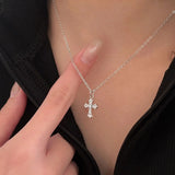 Hivava  -  sterling silver cross necklace cross-border new niche design senior sense clavicle chain