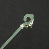 Hivava  -  18cm Women Hairpin Jade Lily of the Valley Tassel Hairpin Hair Clips Transparent White Hair Sticks Fashion Ponytail Accessories