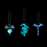 Hivava Luminous Dragon Necklace Glowing Night Fluorescence Antique Vintage Glow In The Dark for Men Women Gift Party Hallowen Day Club