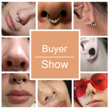 Hivava  16G Antlers Nose Piercing Women Stainless Steel Leaf Chain Septum Ring Hoop Clicker Cartilage Helix Tragus Earring Men