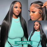 Hivava  13x6 HD Lace Frontal Human Hair Wigs Peruvian Straight Pre Plucked Glueless Wigs Human Hair Ready To Wear HD Lace Frontal Wigs