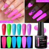 Hivava  -  7ml Fluorescent Glow In Dark Gel Nail Polish  Neon Luminous Gel Vernis Semi Permanent Nail Art UV LED Varnish Design